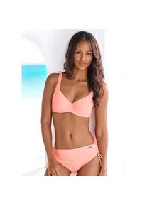 Bügel-Bikini Lascana Gr. 36, Cup D, rot (lachs) Damen Bikini-Sets mit seitlich geraffter Bikinihose