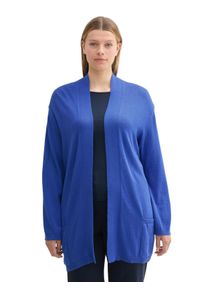 Tom Tailor Große Größen Verschlusslose Strickjacke mit Schalkragen Gr. 50 blau für Damen