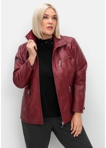 Große Größen Bikerjacke in Lederoptik Gr. 56 rot von sheego für Damen
