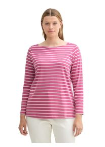 Tom Tailor Große Größen Langarmshirt mit Ringeln und U-Boot-Ausschnitt Gr. 54 rosa gestreift für Damen