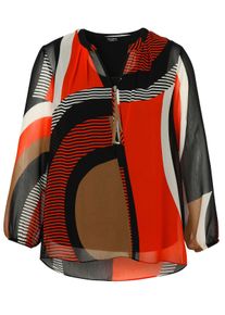 Via Appia Due Große Größen Chiffontunika mit Grafikprint und Zierreißverschluss Gr. 44 schwarz für Damen