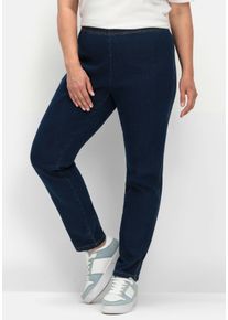 Große Größen Schmale Jeans mit Stretchbund, ohne Taschen Gr. 54 blau von sheego für Damen