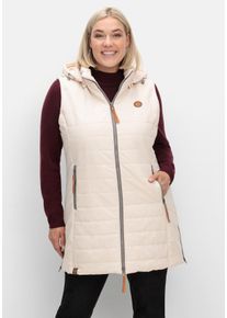 Große Größen Steppweste mit abnehmbarer Kapuze Gr. 48 beige von sheego für Damen