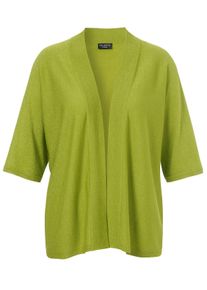 Via Appia Due Große Größen Offener Cardigan mit Glitzerfaden und 3/4-Arm Gr. 52 grün für Damen