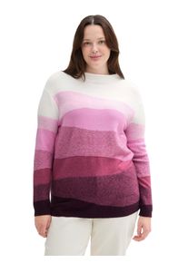 Tom Tailor Große Größen Strickpullover in Colourblocking-Optik Gr. 54 rot für Damen