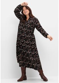 Große Größen Gestuftes Maxikleid mit Alloverprint Gr. 46 schwarz von sheego für Damen