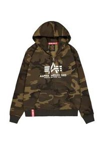 Hoodie Alpha Industries "Alpha Industries Men - Hoodies Basic Zip Camo" Gr. XL, grün (olive camo) Herren Sweatshirts