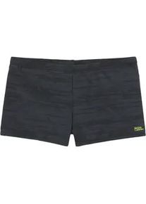 Boxer-Badehose Bruno Banani Gr. 6 (52), N-Gr, schwarz (schwarz-grau) Herren Badehosen mit trendigem Alloverprint