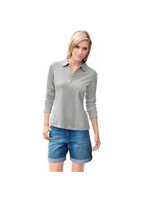 Poloshirt Heine "Poloshirt" Gr. 48, grau (grau, melange) Damen Shirts