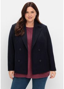 Große Größen Kurze Cabanjacke mit Reverskragen und Wollanteil Gr. 42 blau von sheego für Damen
