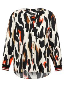 Via Appia Due Große Größen Bluse mit Animal-Alloverdruck und Ringelbündchen Gr. 50 beige gemustert/schwarz bedruckt für Damen