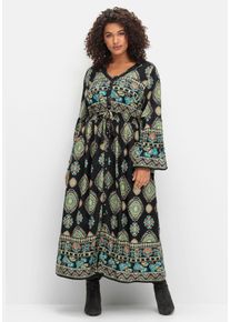 sheego by Joe Browns Große Größen Maxikleid im Boho-Stil, mit Trompetenärmeln Gr. 40 schwarz von sheego für Damen