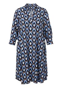 Via Appia Due Große Größen Midikleid mit Hemdkragen und 3/4-Ärmeln Gr. 42 blau für Damen