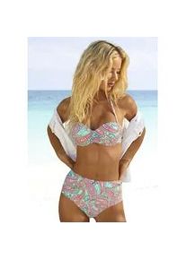 Bügel-Bandeau-Bikini-Top Venice Beach "Paislee" Gr. 42, Cup E, grün (mint, bedruckt) Damen Bikini-Oberteile bedruckt, wattierte Cups, seitliche Stäbchen, abnehmbare Träger