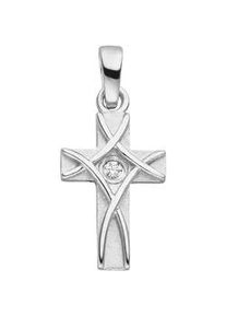 Ketten-Anhänger Jobo "Anhänger Kreuz" Schmuckanhänger Gr. Silber 925 (Sterlingsilber), silberfarben (silber 925, weiß) Damen 925 Silber mit Zirkonia