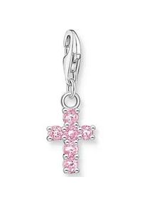 Charm-Einhänger Thomas Sabo "Kreuz Silber, 2032-051-9" Charms bunt (silberfarben-pink + pink) Damen mit Zirkonia (synth.)