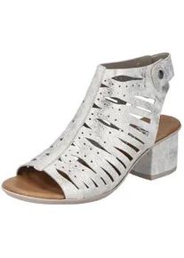 Sandalette Rieker Gr. 39, silberfarben (silber-metallic) Damen Schuhe Sandalette Schaftsandale Sommerschuh, Sandale, Blockabsatz, im Metallic-Look