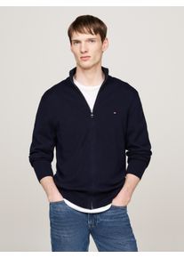 Tommy Hilfiger Herren Cardigan "PIMA ORG CTN CASHMERE ZIP THRU", blau, casual, Gr. M, Strick, Obermaterial: 95% Baumwolle, 5% Kaschmir, Strickjacken