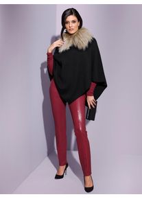 CRÉATION L CREATION L Damen Poncho, schwarz, Gr. 1, unifarben, 50% Viskose, 27% Polyester, 23% Polyamid, Kunstpelz:100% Polyester, Jacken