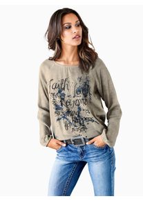 Heine Damen Schlupfbluse, beige, Gr. 42, bedruckt, gemustert, 100% Viskose, Blusen