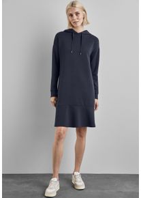 Street One Damen Sweatkleid, blau, casual, Gr. 34, unifarben, Stoff, 68% Polyester, 28% Viskose, 4% Elasthan, Kleider, mit Kapuze