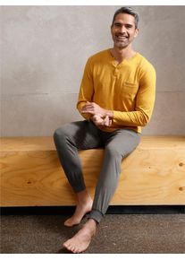 wäschepur WÄSCHEPUR Herren Pyjamaoberteil "Schlafanzug-Shirt", Gr. 52, gelb, 100% Baumwolle, unifarben, Shirts