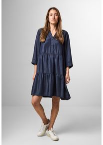 Cecil Damen Midikleid, blau, casual, Gr. M, unifarben, Stoff, Jeans, 100% Lyocell, Kleider, aus Lyocell