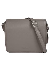 Bruno Banani Damen Umhängetasche, grau, Leder, unifarben, leicht glänzend, Taschen, echt Leder