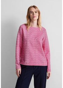 Street One Damen Langarmshirt, pink, casual, Gr. 38, unifarben mit Farbeinsatz, Web, Stoff, 52% Baumwolle, 46% Polyester, 2% Elasthan, Shirts, mit