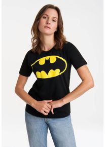 logoshirt Damen T-Shirt "DC Comics - Batman Logo", schwarz, casual, Gr. XS, bedruckt, 100% Baumwolle, Shirts, mit lizenziertem Print