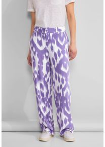 Street One Damen Stoffhose, lila, casual, Gr. 46, gemustert, Stoff, 100% Viskose, Hosen, High Waist