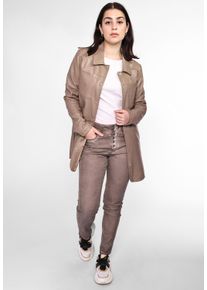 Maze Damen Langjacke "42020135", grau, Gr. XL, Obermaterial: 100% Leder, Lamm / Futter: 100% Polyester, Jacken