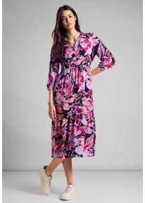 Street One Damen Sommerkleid, pink, casual, Gr. 38, bedruckt, Stoff, 100% Viskose, Kleider, mit hohem Kragen