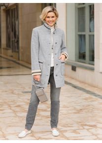 Casual Looks Damen Langjacke, grau, Gr. 48, meliert, unifarben, 100% Polyester, Jacken