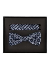 Venti Herren Fliege "Venti Set aus Fliege und Einstecktuch gemustert", blau, 100% Seide, Fliegen