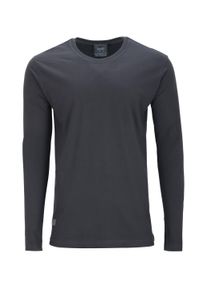 Herren Langarmshirt, grau, casual, Gr. XXL, Ahorn Sportswear, unifarben, 100% Baumwolle, Shirts, mit Rundhalsausschnitt