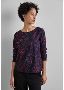 Street One Damen Langarmbluse, schwarz, casual, Gr. 44, gestreift, Stoff, 100% Viskose, Blusen, aus softer Viskose