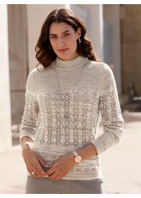 Inspirationen Damen Ajourpullover "Pullover", braun, Gr. 36, meliert, 50% Baumwolle, 50% Polyacryl, Pullover