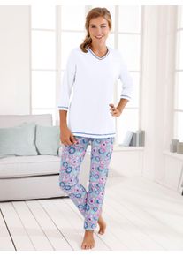 Damen Pyjamaoberteil "Schlafanzug-Shirt", Gr. 44, weiß, 100% Baumwolle, unifarben, Shirts