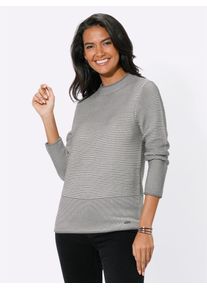 Casual Looks Damen Stehkragenpullover "Pullover", grau, Gr. 40, gemustert, mehrfarbig, gestreift, 50% Baumwolle, 50% Polyacryl, Pullover