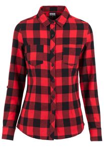 Urban Classics Damen Langarmhemd "Urban Classics Damen Ladies Turnup Checked Flanell Shirt", rot, Gr. XL, 100% Baumwolle, Hemden