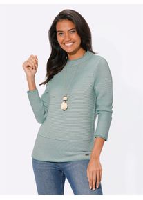 Casual Looks Damen Stehkragenpullover "Pullover", grün, Gr. 36, gemustert, mehrfarbig, gestreift, 50% Baumwolle, 50% Polyacryl, Pullover