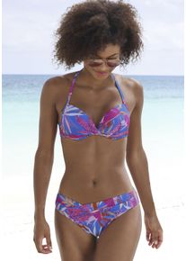 Buffalo Damen Bikini-Hose "Soleil", bunt, Gr. 38, bedruckt, floral, Recycling-Polyamid, Badehosen, mit V-förmigen Umschlagbund