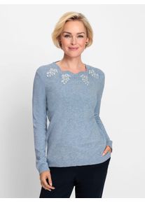 CLASSIC Damen Strickpullover "Pullover", blau, Gr. 38, meliert, 45% Viskose, 35% Polyamid, 20% Polyester, Pullover