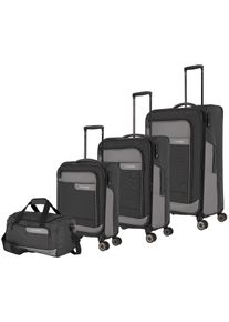 Travelite Trolleyset "VIIA S/M/L und Reisetasche", grau, Polyester, mehrfarbig, Koffer-Sets, Kofferset Reisegepäck mit erweiterbarem Volumen und TSA