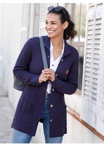 Casual Looks Damen Cardigan, blau, Gr. 54, unifarben, 50% Viskose, 28% Polyester, 22% Polyamid, Strickjacken