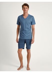 Calida Herren Shorty "Relax Imprint 2", Gr. L, blau, Single Jersey, Obermaterial: 100% Baumwolle, unifarben, gemustert, klassisch, Homewear-Sets, mit
