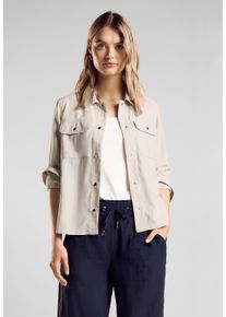 Street One Damen Blouson, beige, casual, Gr. 46, unifarben, Stoff, 93% Viskose, 7% Polyester, Jacken, in angenehmen Materialmix