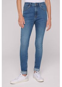 SOCCX Damen Slim-fit-Jeans, blau, casual, Gr. 27, unifarben, Material: 86% Baumwolle, 12% Polyester, 2% Elasthan, Jeans, mit hoher Leibhöhe