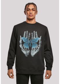 F4NT4STIC Herren Kapuzenpullover "Skelett Hände Schmetterling", schwarz, casual, Gr. XL, Obermaterial: 50% Baumwolle, 50% Polyester, Pullover, Print
